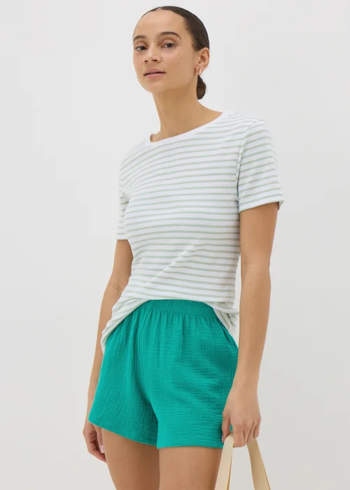 Green Double Cloth Cotton Shorts - XS Image 1