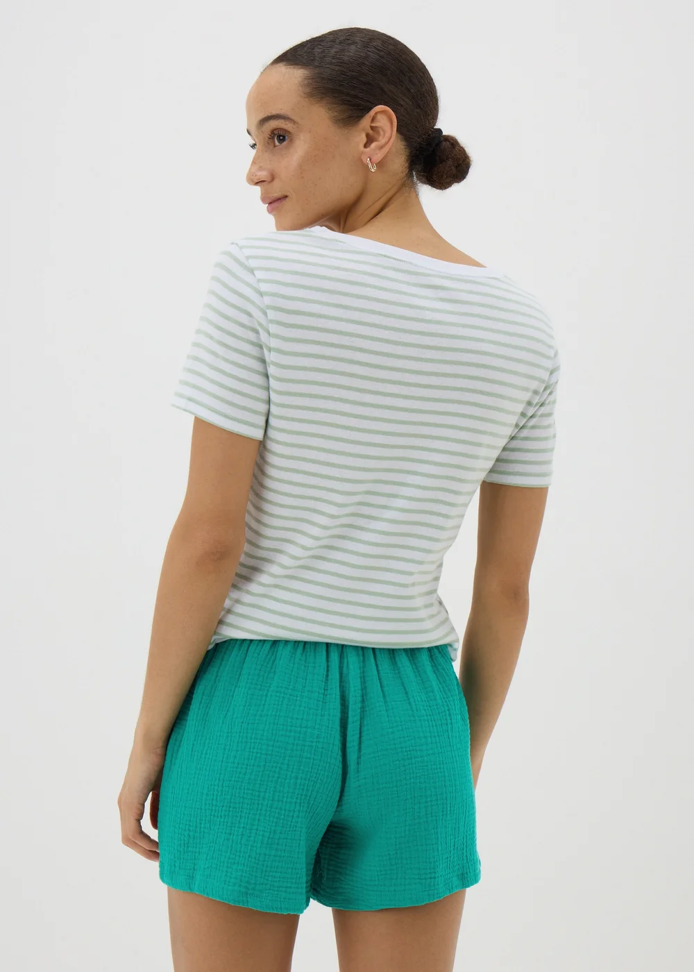 Green Double Cloth Cotton Shorts - XS Image 2