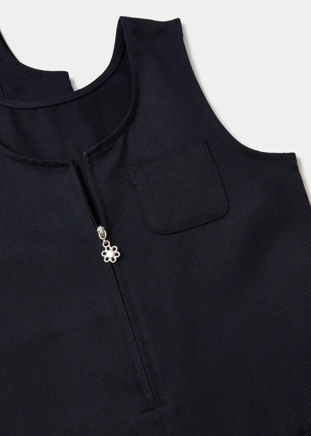2 Pack Girls Navy Zip Front Pinafore Dress (3-9yrs)