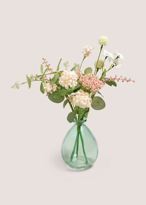 Pink Flowers In A Glass Vase Image 1