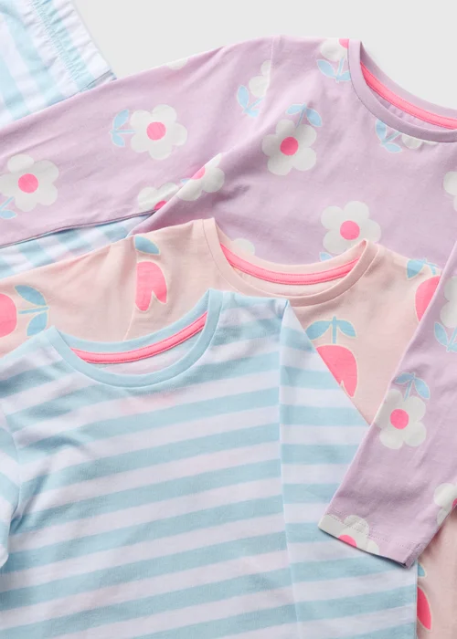 3 Pack Girls Pink Floral Pyjama Set (1-7yrs) - 1 half year to 2 Image 2