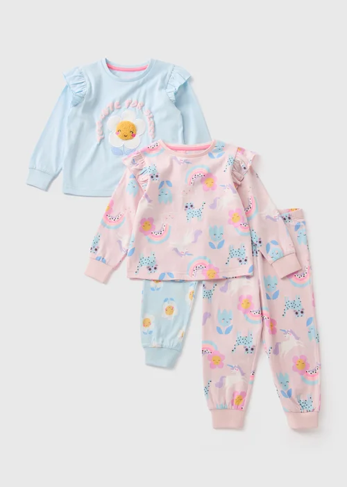 2 Pack Girls Multicolour Floral Pyjama Set (1-7yrs) - 1 half year to 2 Image 1