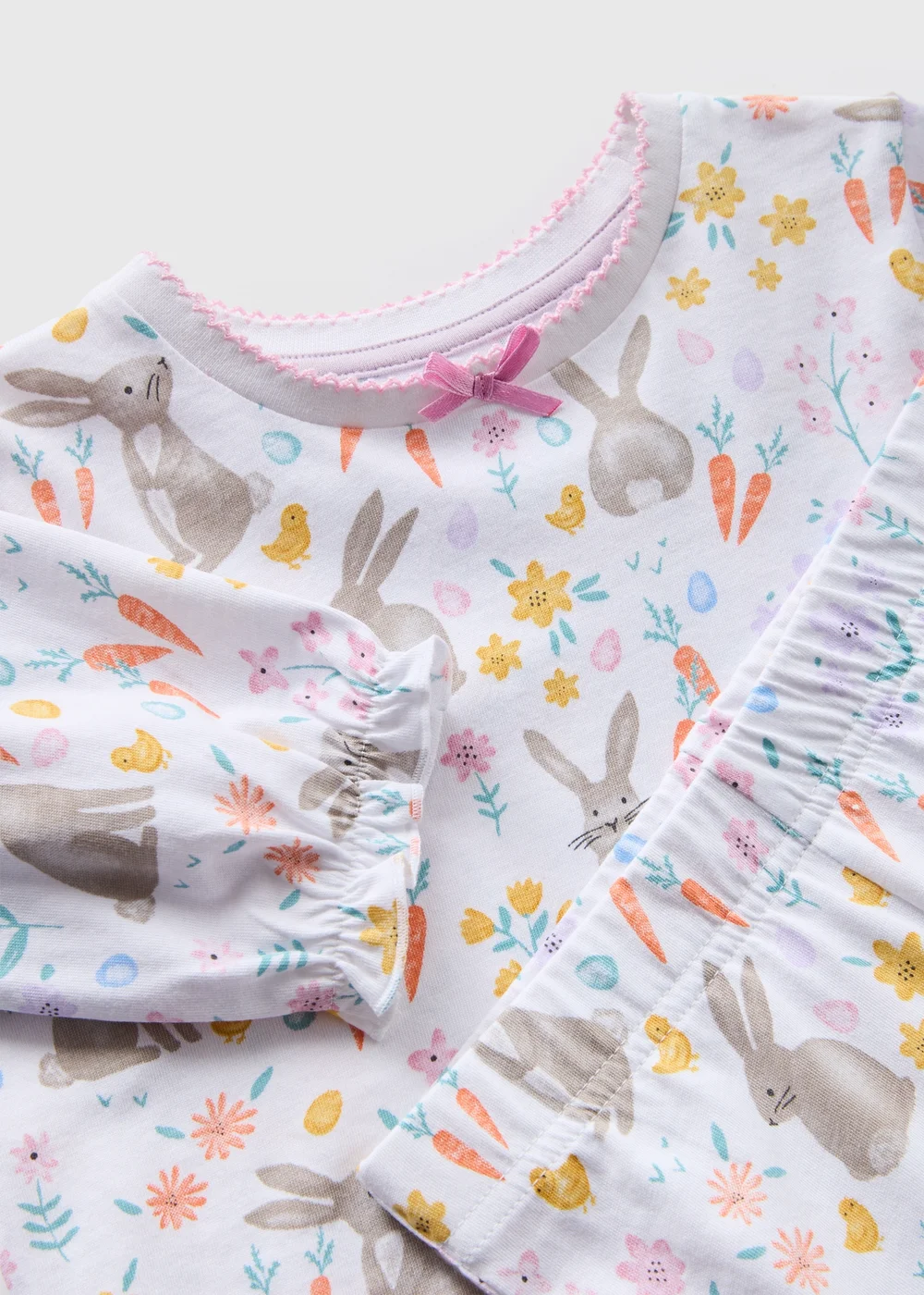 Girls Pink Floral Bunny Pyjama Set (1-7yrs) - 1 half year to 2 Image 2