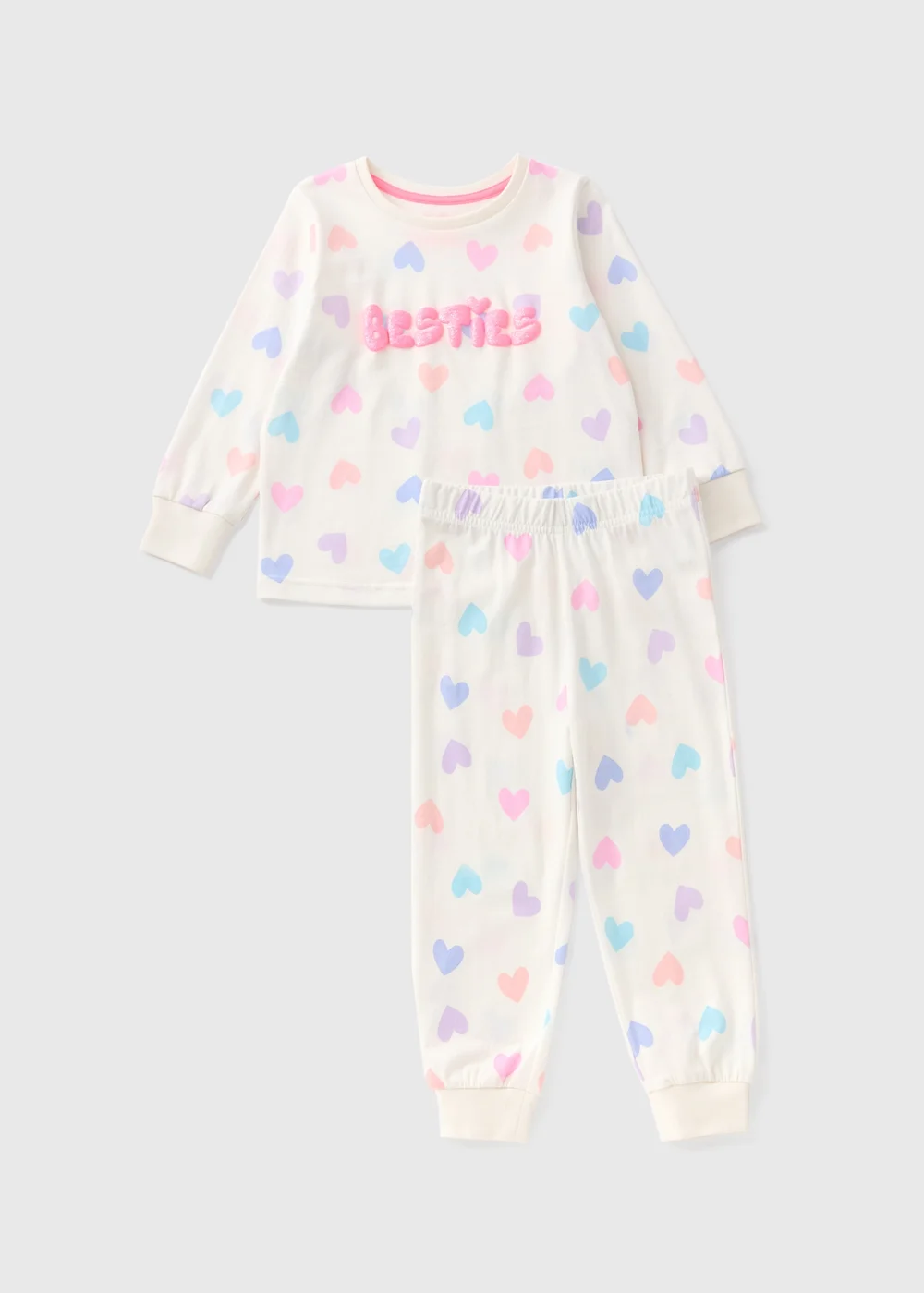 Girls Cream Besties Pyjama Set (1-7yrs) - 1 half year to 2 Image 1
