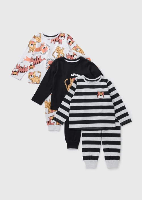 3 Pack Multicolour Lion Pyjama Sets (1-7yrs) - 1 to 1 half years Image 1