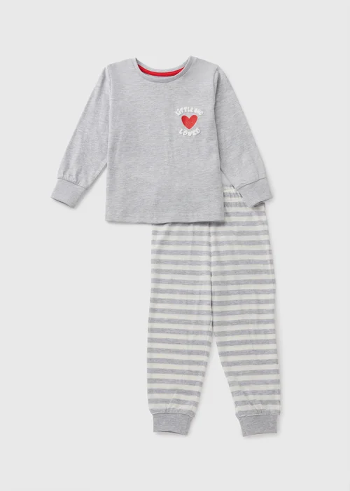 Kids Grey Valentines Pyjama Set (1-7yrs) - Age 2 - 3 Years Image 1