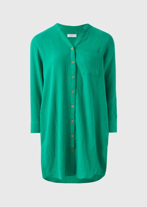 Green Double Cloth Cotton Beach Shirt - XS Image 3