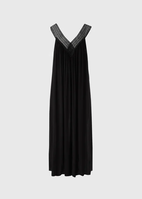Black Crinkle V-Neck Maxi Dress - XS Image 2