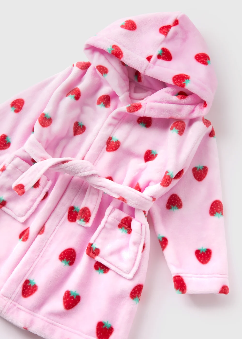 Girls Pink Strawberry Dressing Gown (1-7yrs) - 1 half year to 2 Image 2