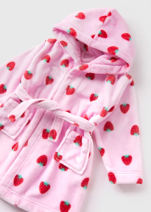 Girls Pink Strawberry Dressing Gown (1-7yrs) - 1 half year to 2 Image 2