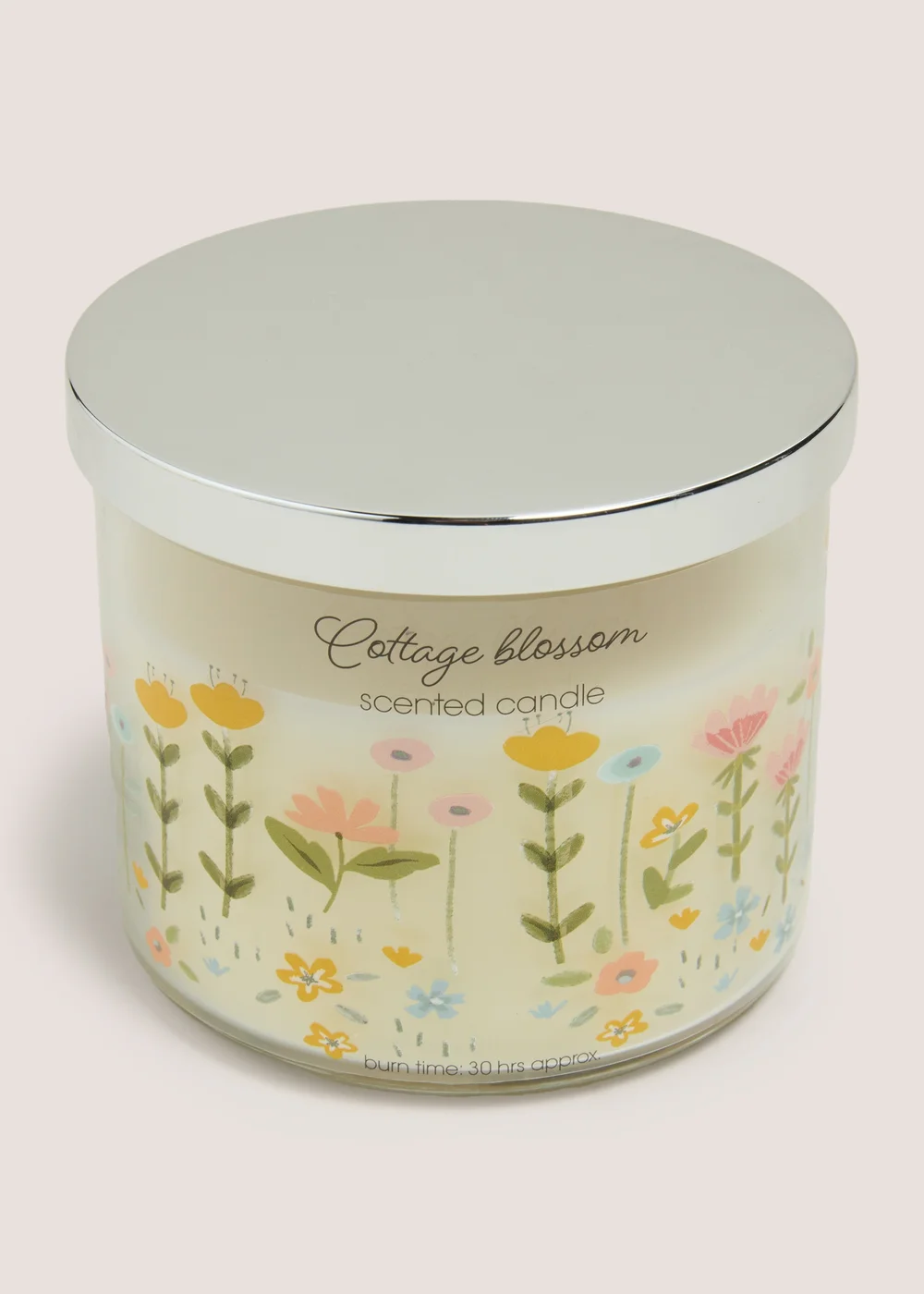 Cottage Blossom Floral Glass Candle Image 1