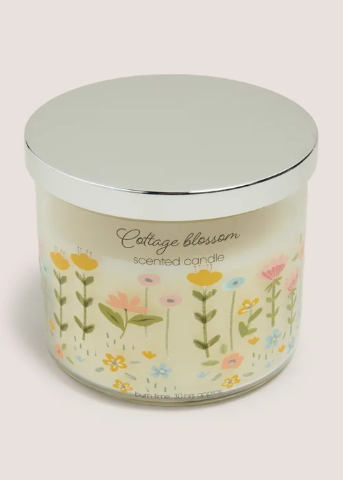 Cottage Blossom Floral Glass Candle Image 1