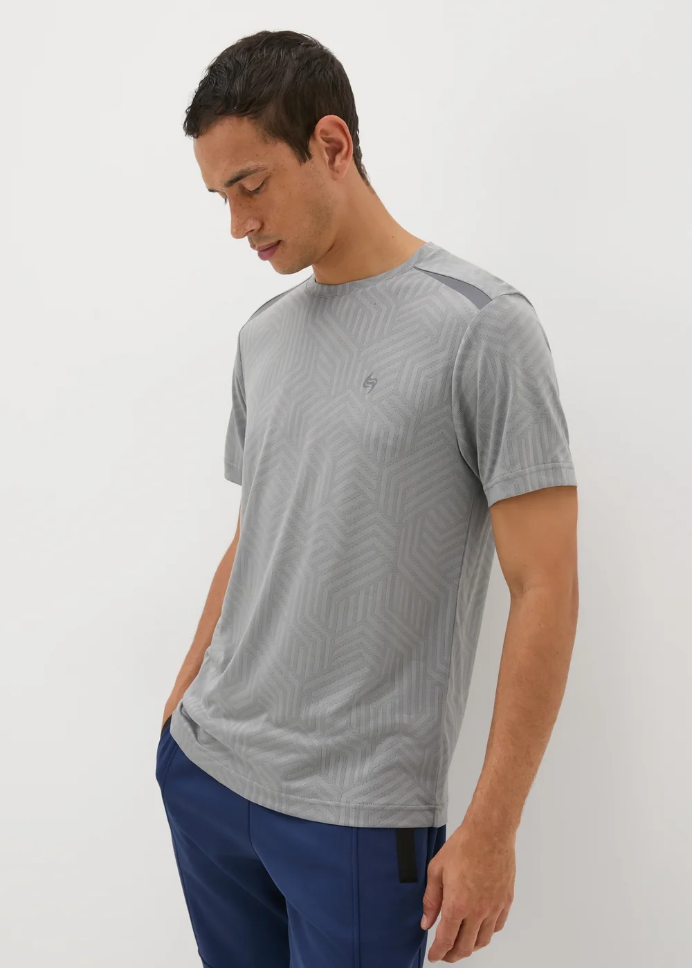 Souluxe Grey Geometric T-Shirt - S Image 1