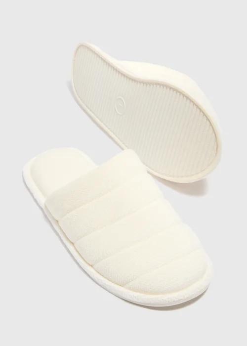 Cream Mule Slippers - Medium Image 2