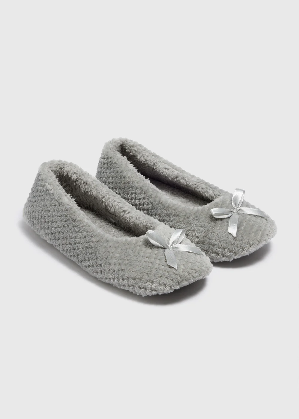 Grey Bow Slipper Socks - Small Image 1