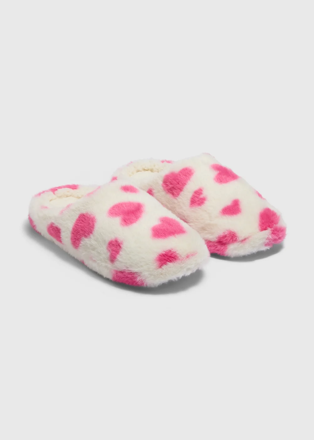 Cream Heart Pattern Mule Slippers - Small Image 1