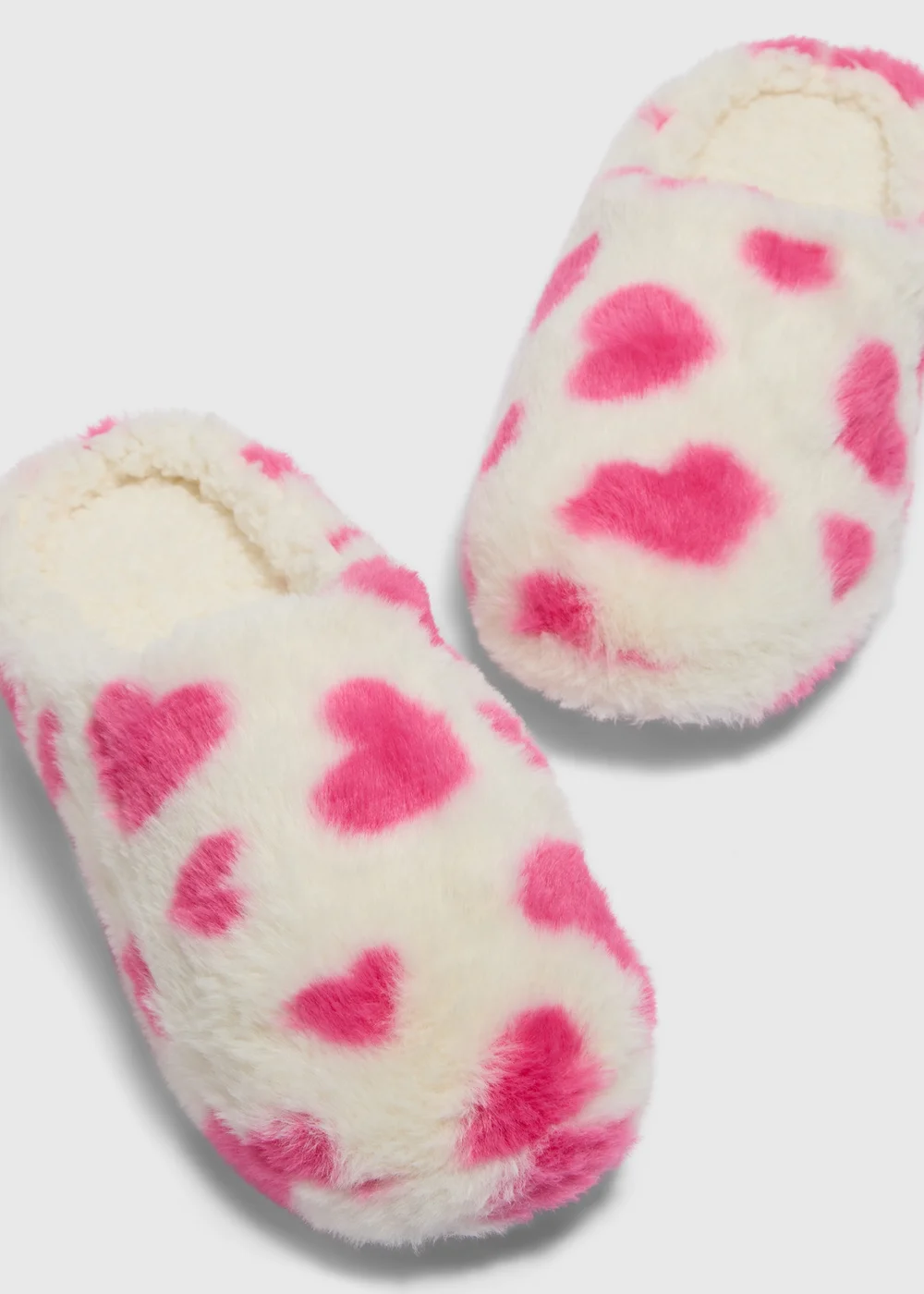 Cream Heart Pattern Mule Slippers - Small Image 2