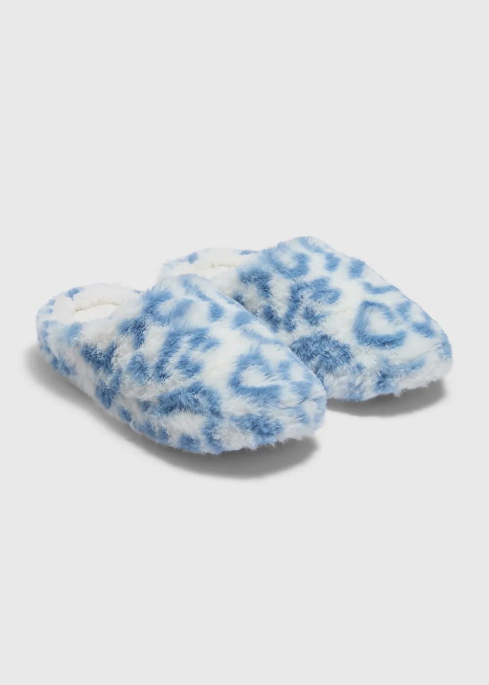 Blue Leopard Print Mule Slippers - Small Image 1