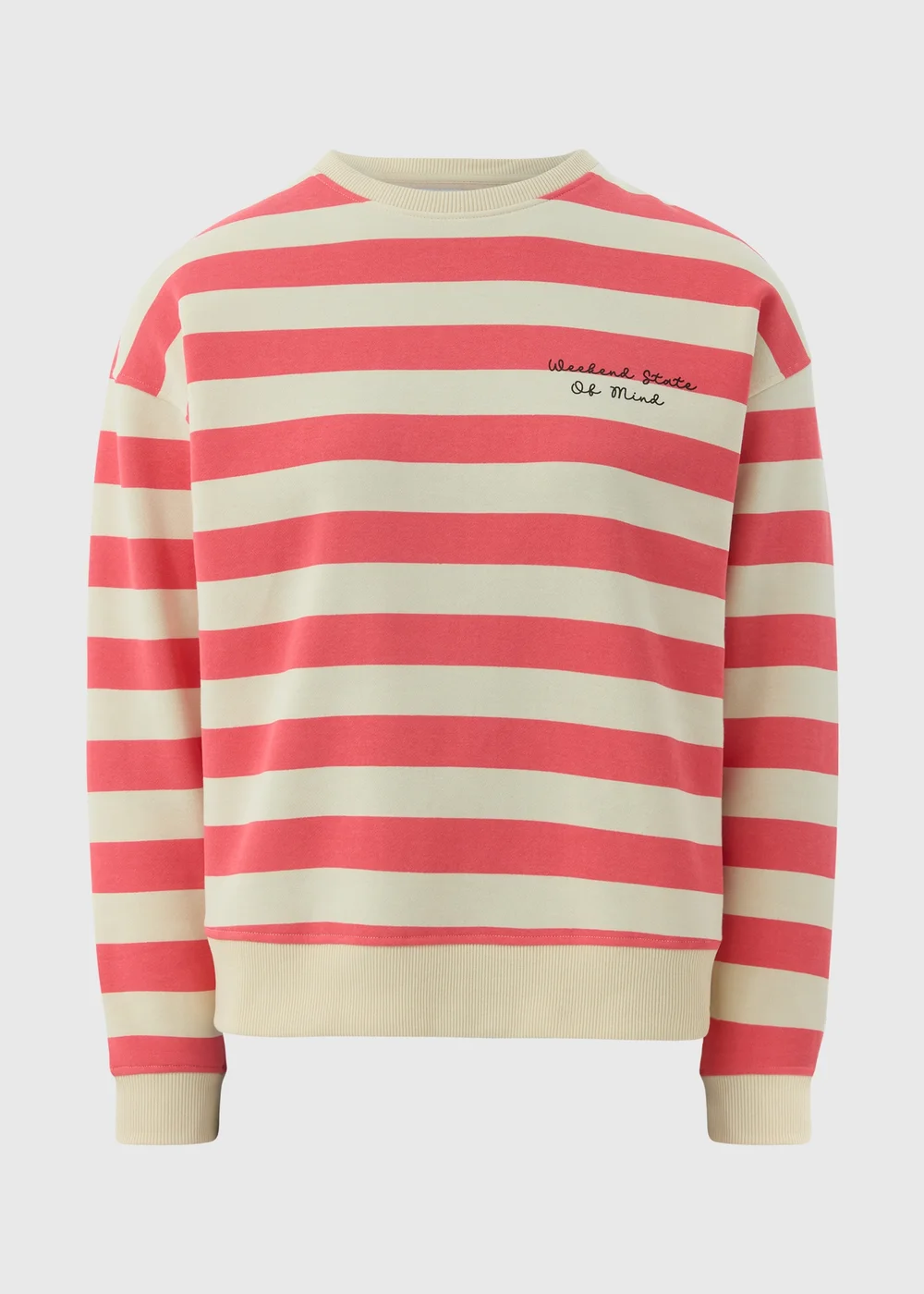 Coral Stripe Slogan Sweatshirt - S Image 4