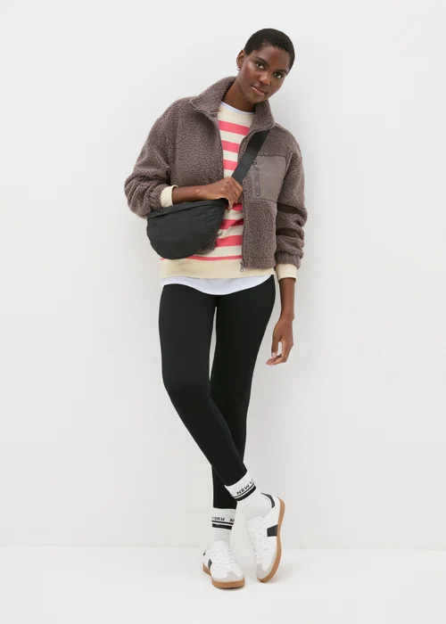 Coral Stripe Slogan Sweatshirt - S Image 3