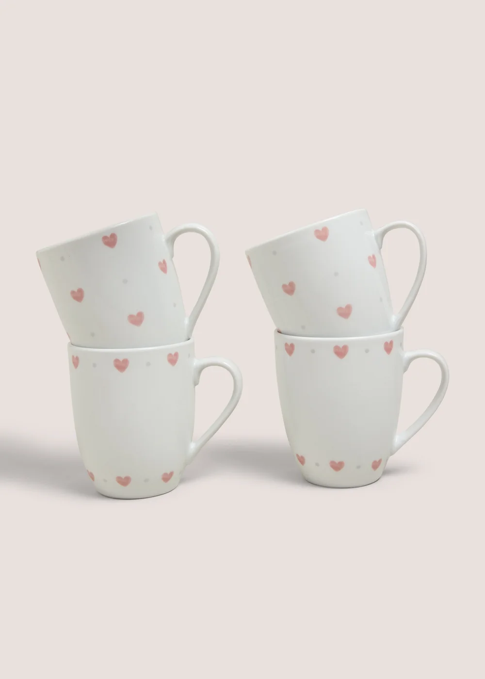 4 Pack Pink Heart Mugs Image 1
