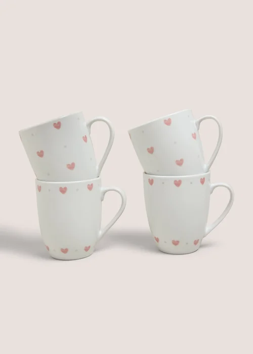 4 Pack Pink Heart Mugs Image 1