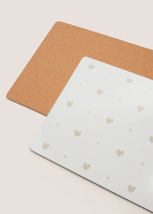 4 Pack White Heart Cork Placemats Image 2