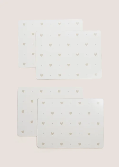 4 Pack White Heart Cork Placemats Image 1