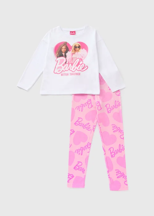 Barbie Girls Pink Pyjama Set (4-13yrs) - Age 4 Years Image 1