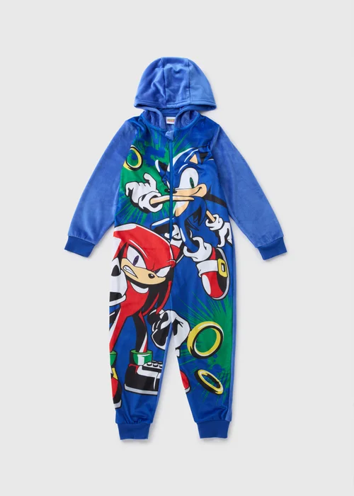 Sonic Boys Blue Onesie (5-13yrs) - Age 5 Years Image 1