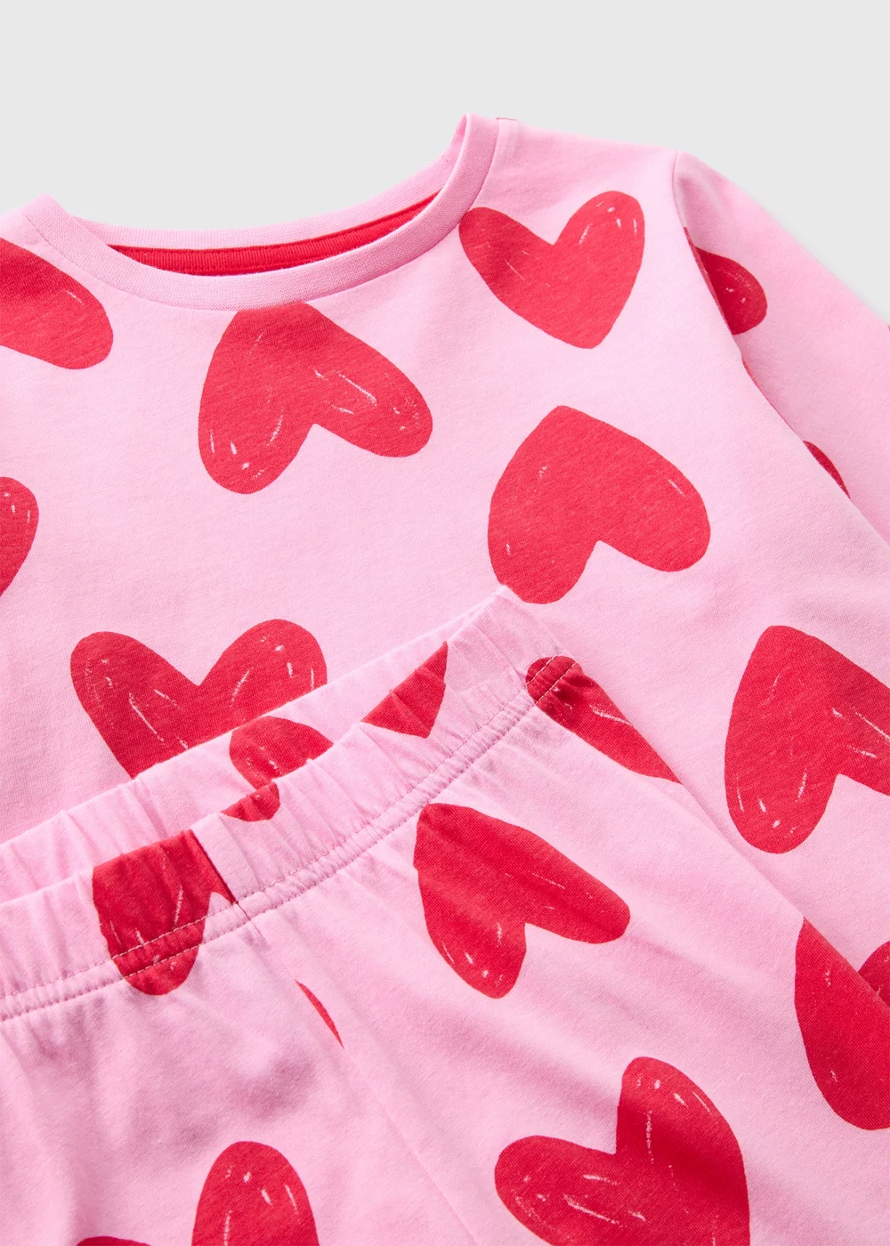 Girls Pink Heart Valentines Pyjama Set (1-13yrs) - 1 half year to 2 Image 2