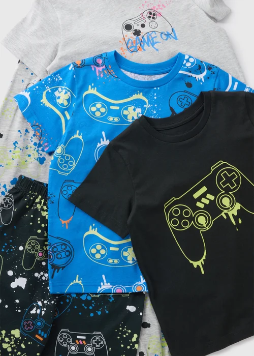 3 Pack Boys Multicolour Gamer Pyjama Set (7-13yrs) - Age 7 Years Image 2