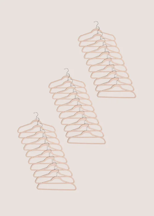 30 Pack Pink Flocked Hangers Image 1