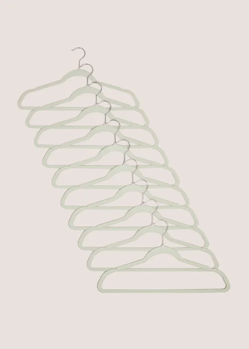 30 Pack Flocked Hangers in Green Image 1