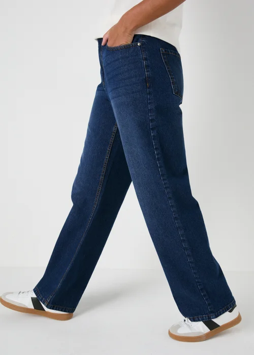Papaya Petite Blue Mid Wash Relaxed Straight Jeans - 6 Image 1
