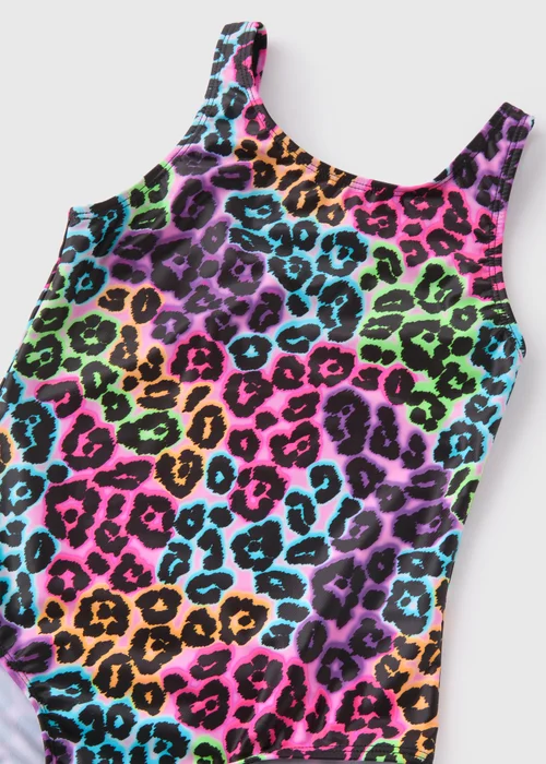 Girls Multicolour Leopard Print Swimsuit (7-15yrs) - 6-7 Yrs Image 2