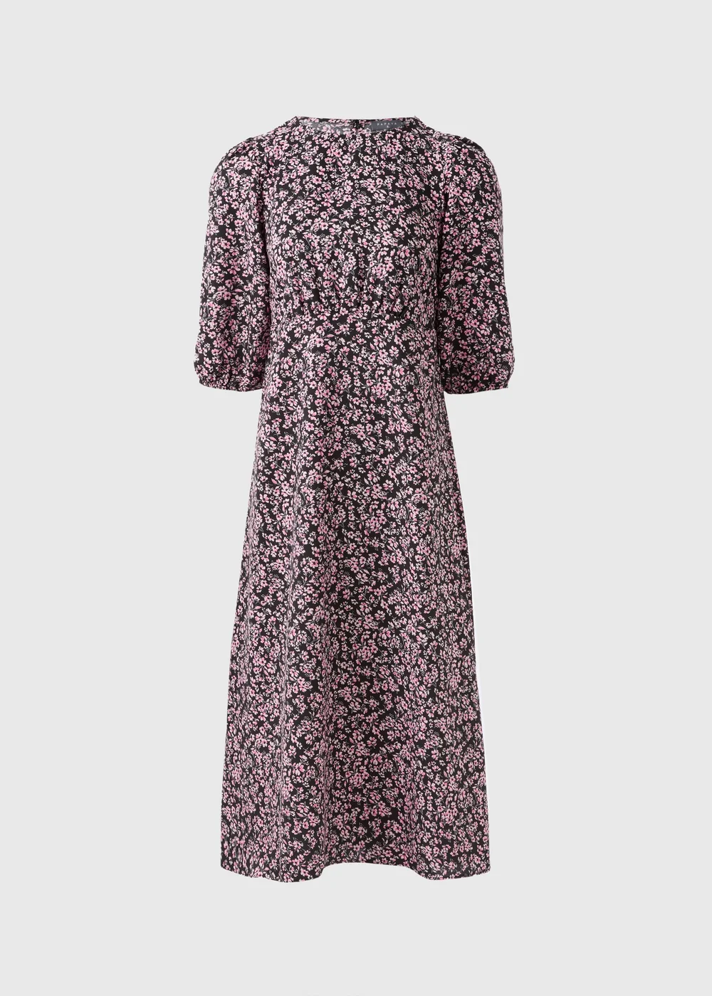 Pink Ditsy Floral Midi Tea Dress - 8 Image 4