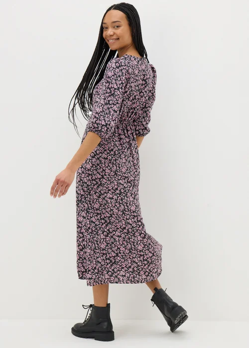 Pink Ditsy Floral Midi Tea Dress - 8 Image 2