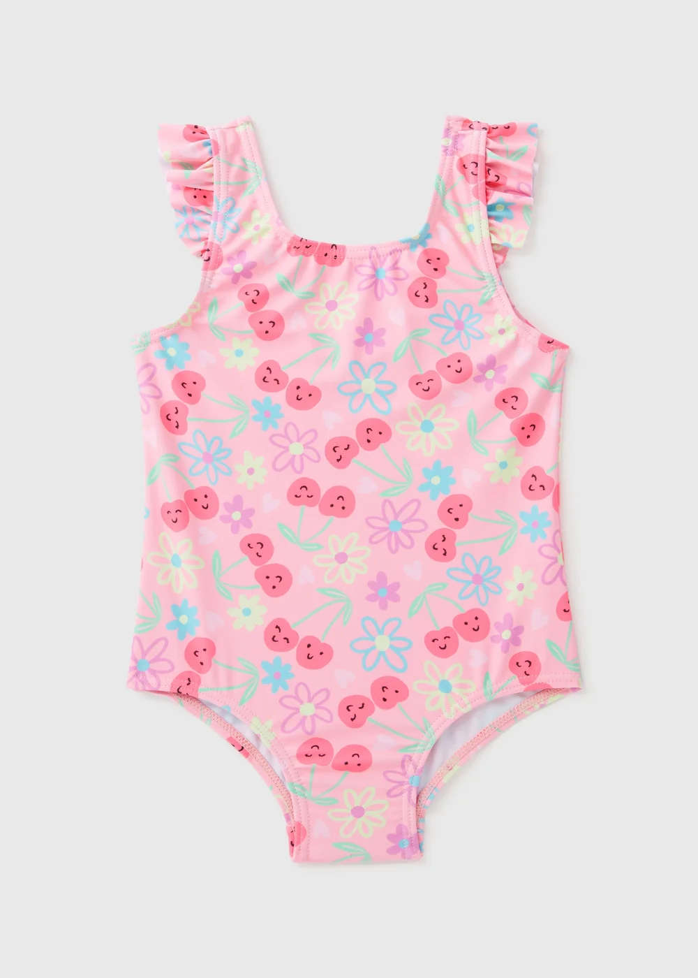 Girls Pink Fruit Swimsuit (1-7yrs) - 1-1.5 Yrs Image 1