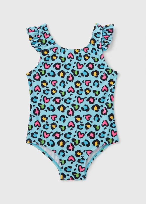 Girls Blue Leopard Swimsuit (1-7yrs) - 1-1.5 Yrs Image 1