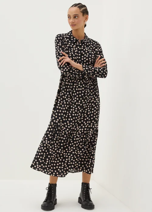 Black Spot Shirt Midi Dress - 8 Image 1