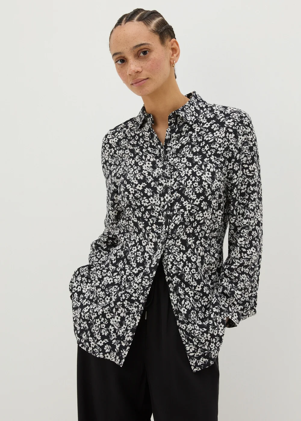 Black Floral Viscose Shirt - 8 Image 2