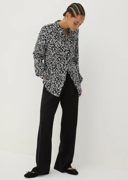Black Floral Viscose Shirt - 8 Image 1