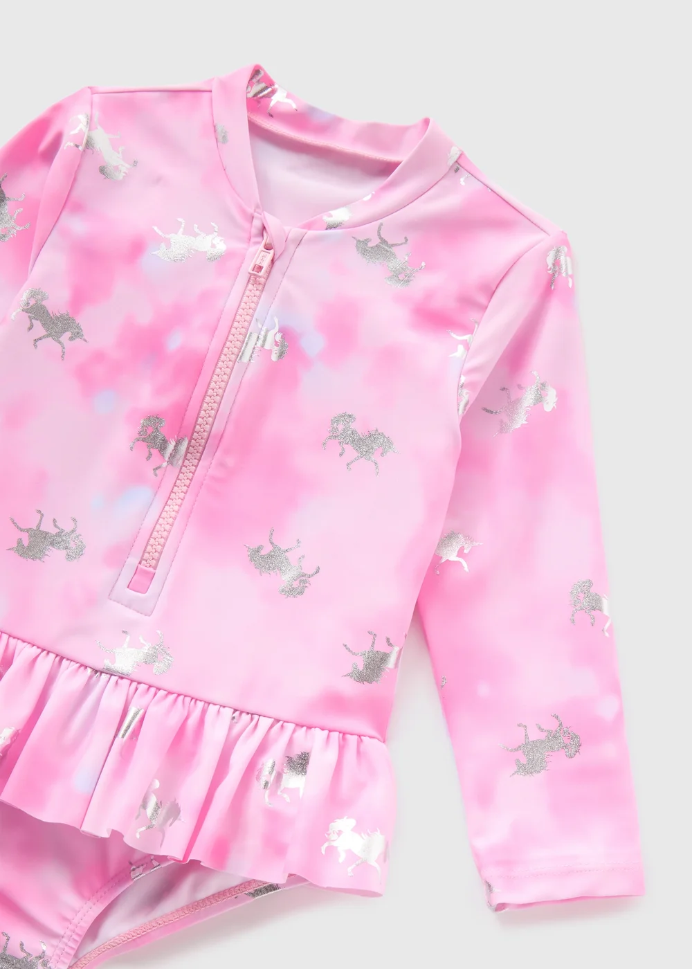 Girls Pink Unicorn Foil Swimsuit (1-7yrs) - 1-1.5 Yrs Image 2
