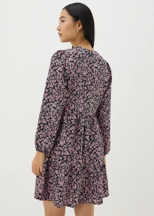 Pink Floral Print Smock Mini Dress - 8 Image 3