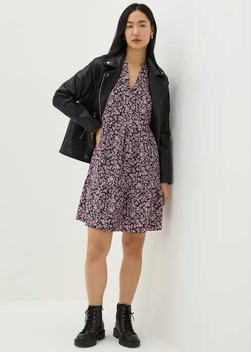 Pink Floral Print Smock Mini Dress - 8 Image 2