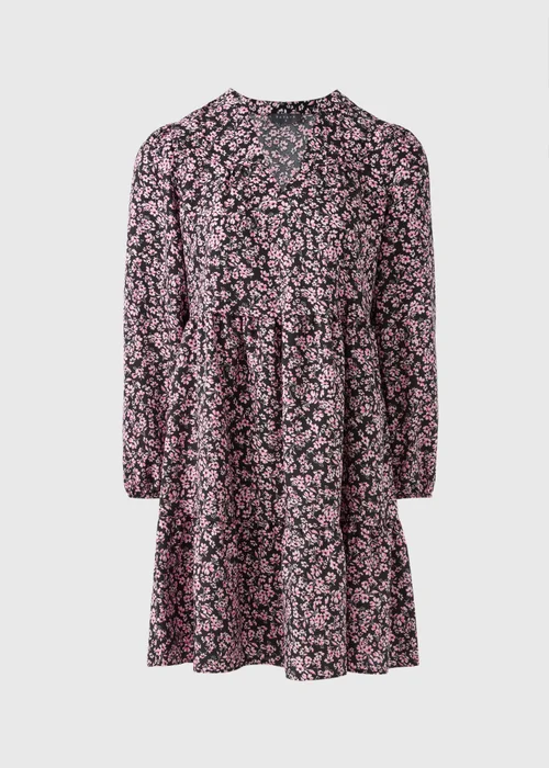Pink Floral Print Smock Mini Dress - 8 Image 4