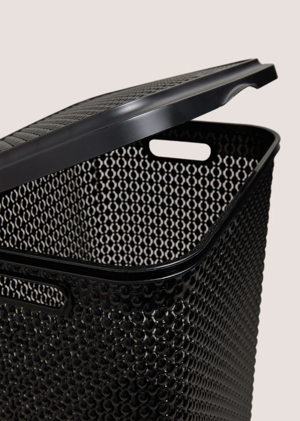 Black Plastic Laundry Hamper Basket Image 2