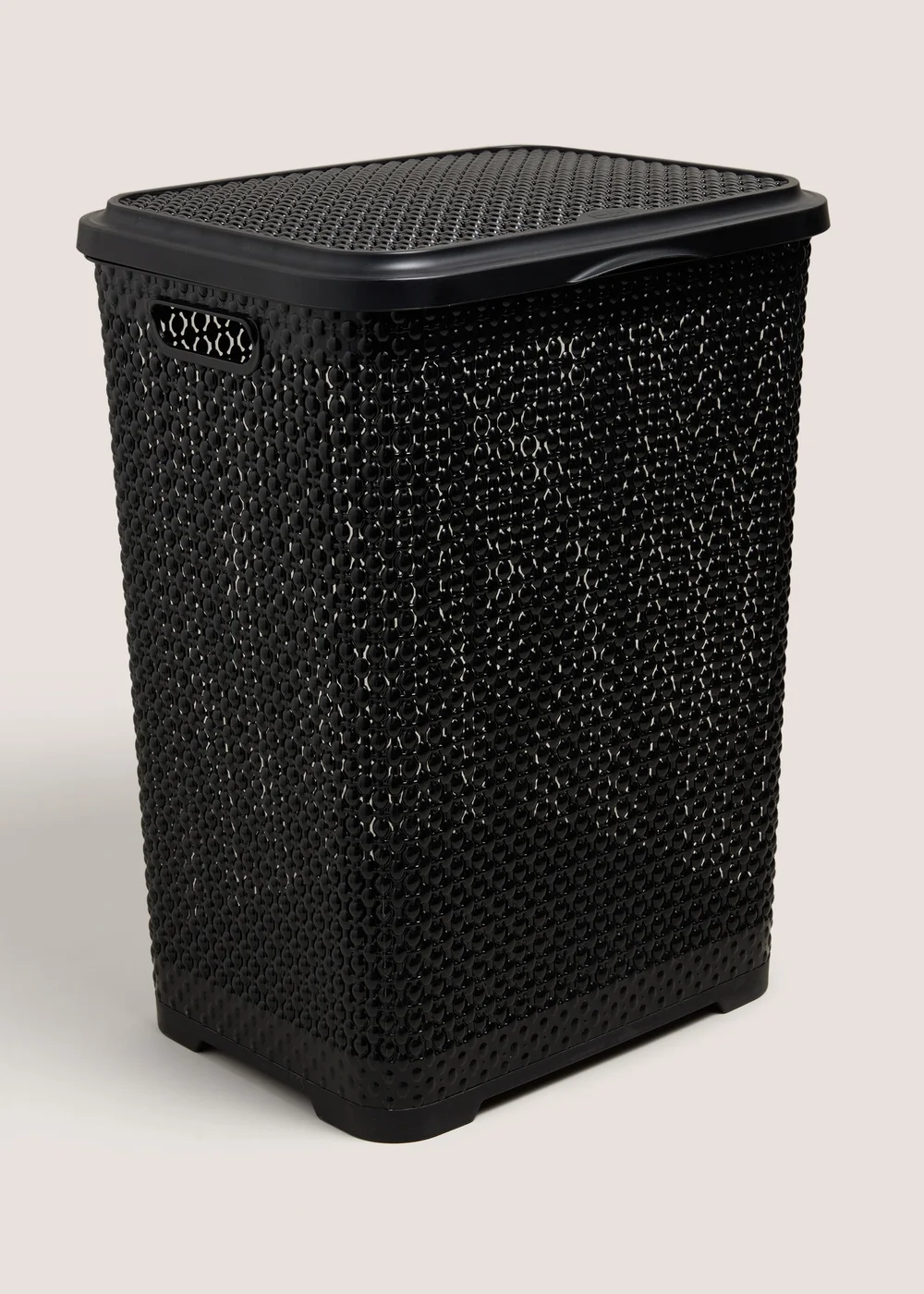 Black Plastic Laundry Hamper Basket Image 1