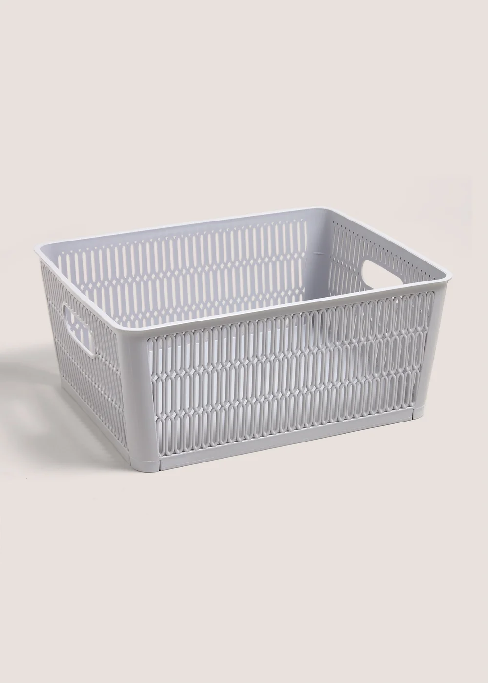 Grey Plastic Large Storage Basket Image 1